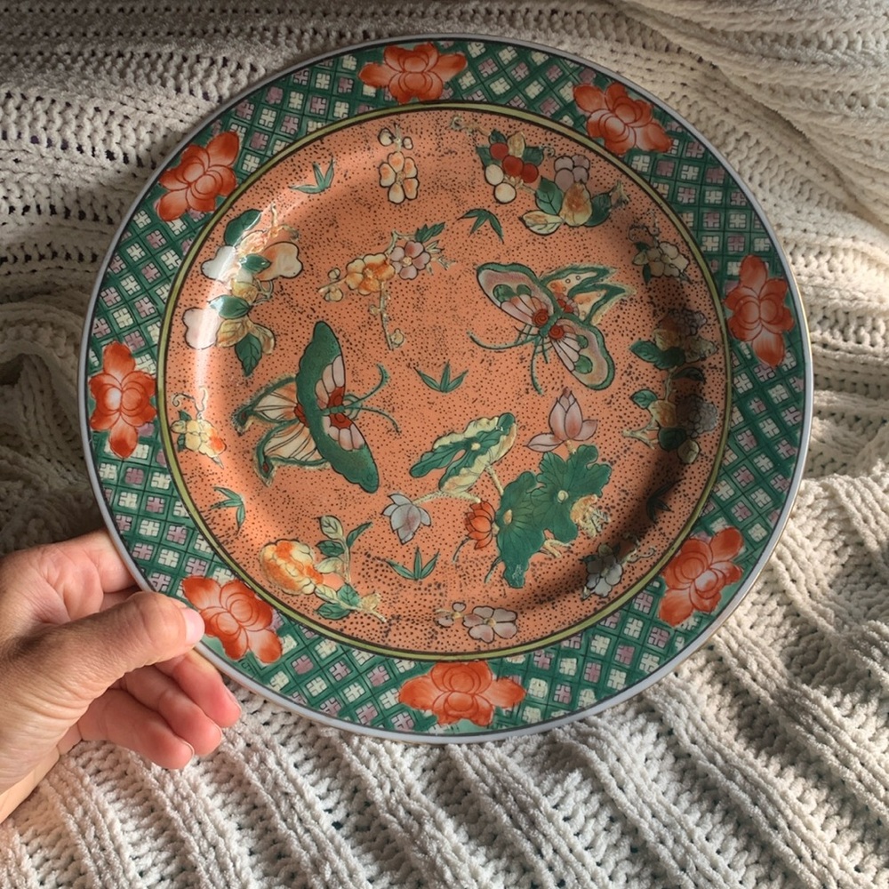 Da Qing Qianlong NIAN Zhi‎ Famille Rose Ceramic Decorative Butterfly plate decor